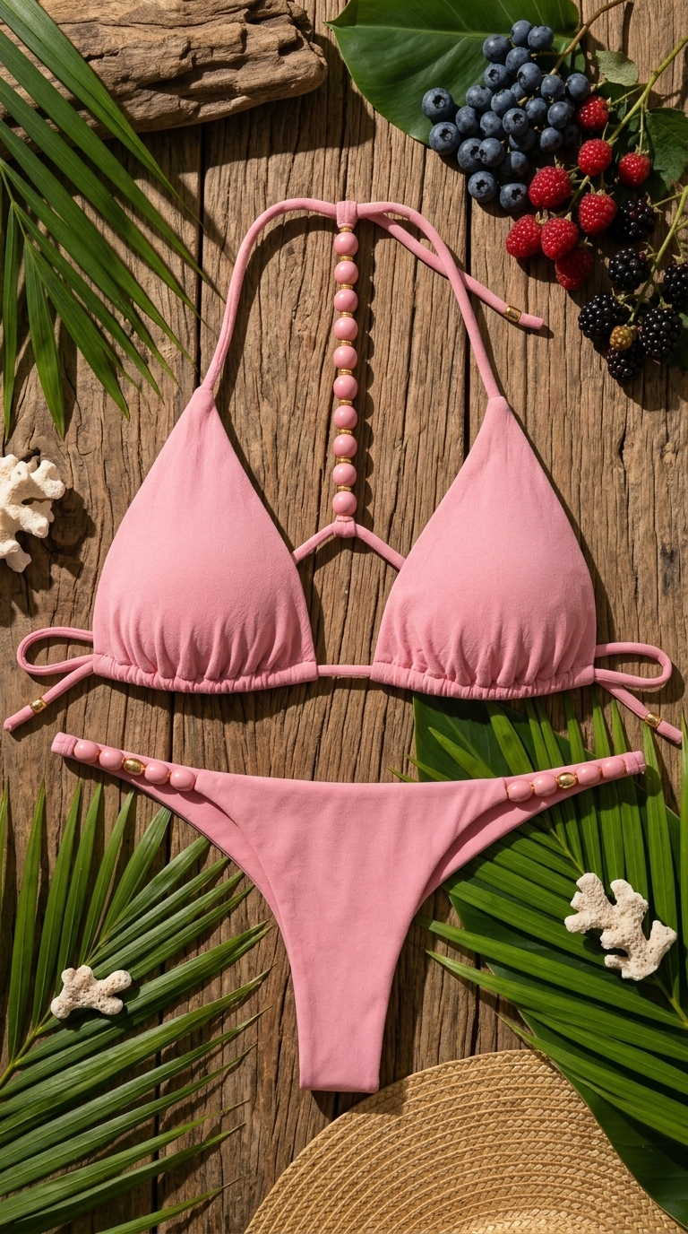 Guava beaded bikini