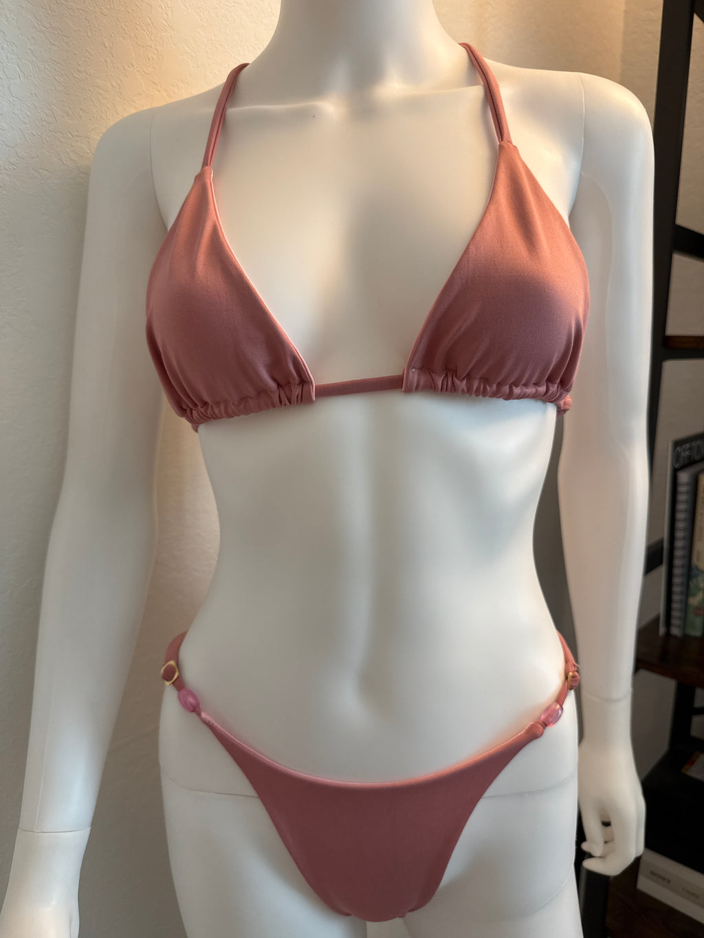 Rosé Beaded Triangle Bikini