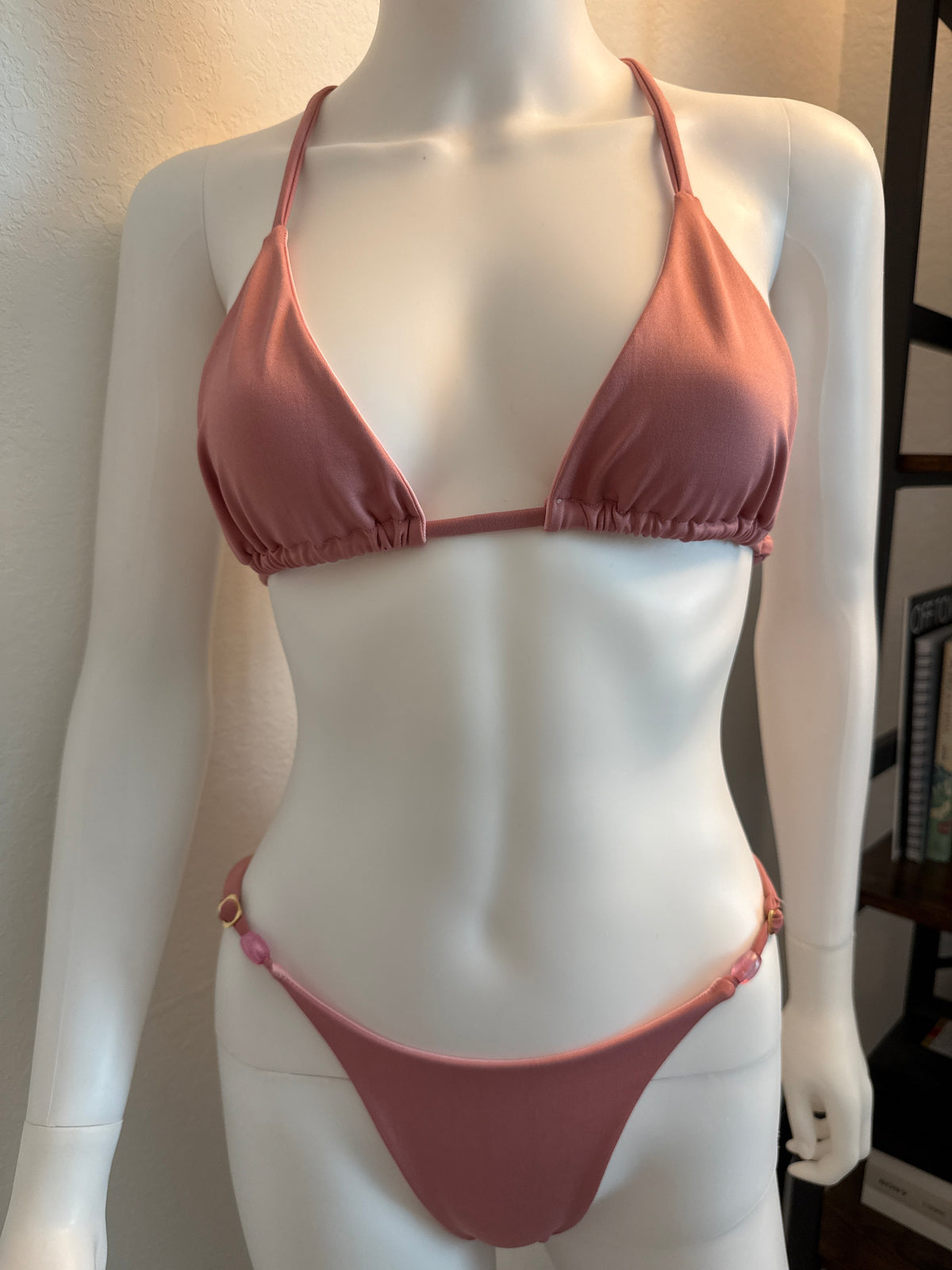 Rosé Beaded Triangle Bikini