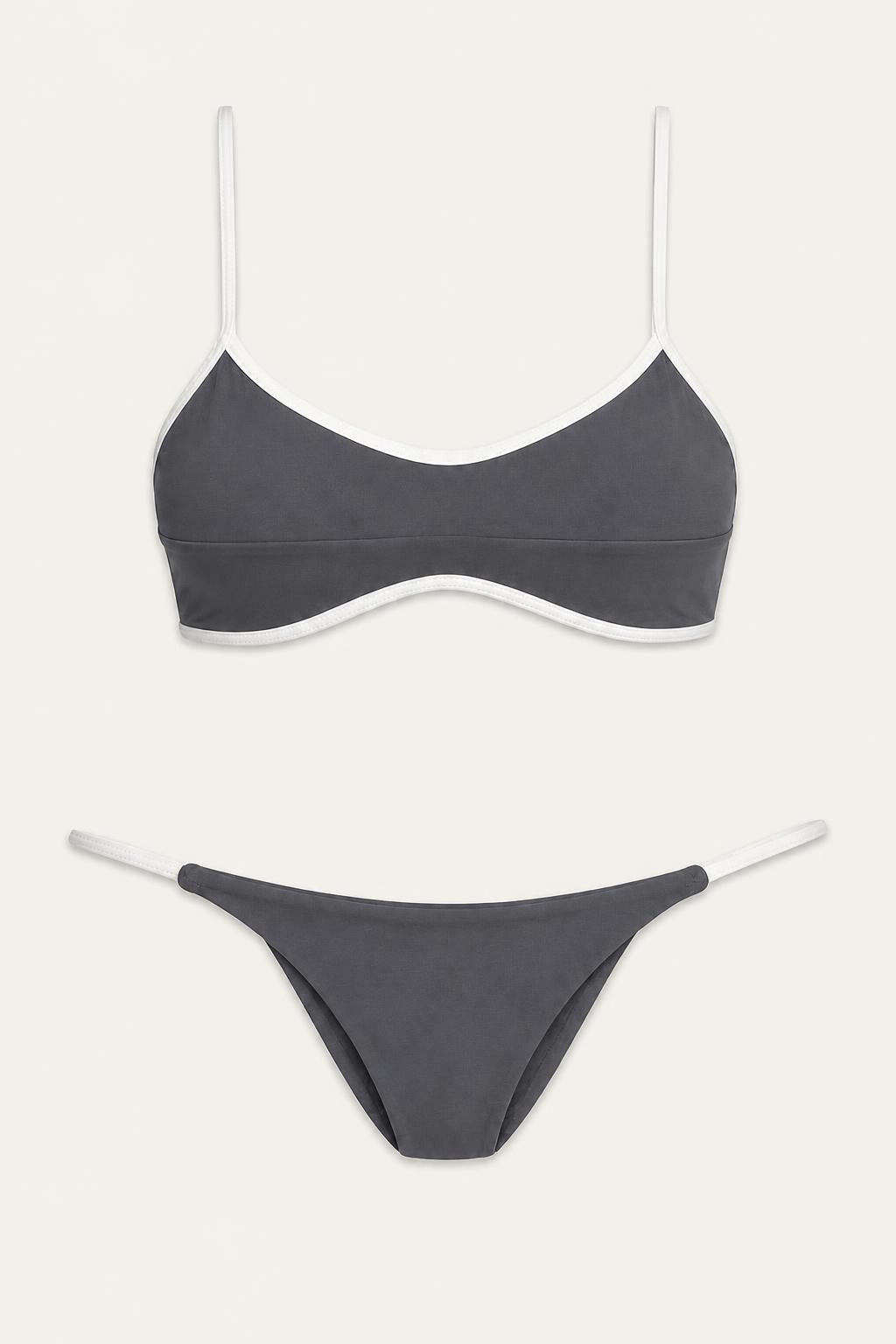 Charcoal and white contrast bikini